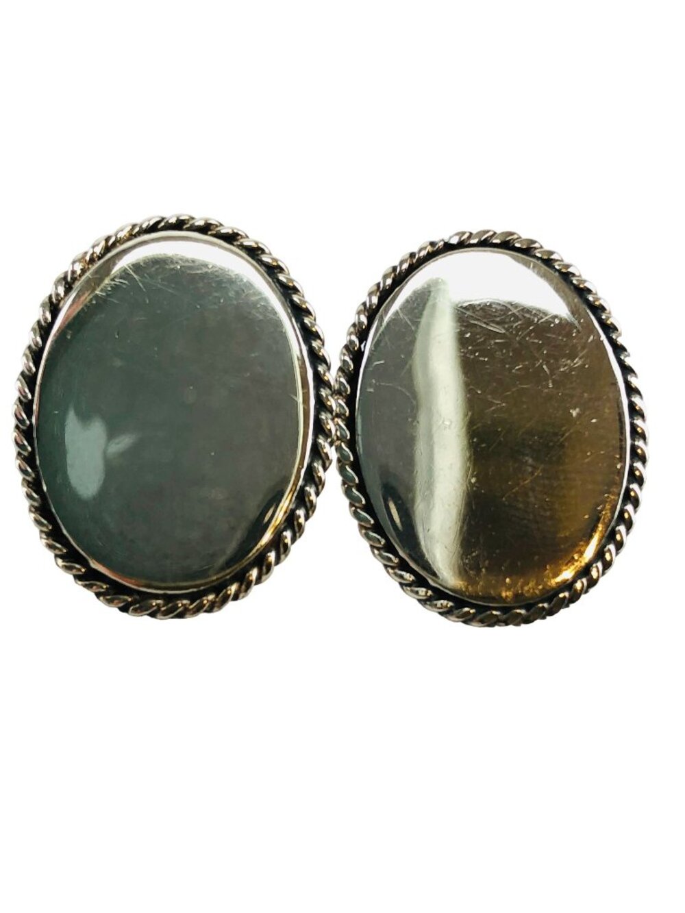 Earrings 925 Sterling Silver Blank Oval with Rope Boarder